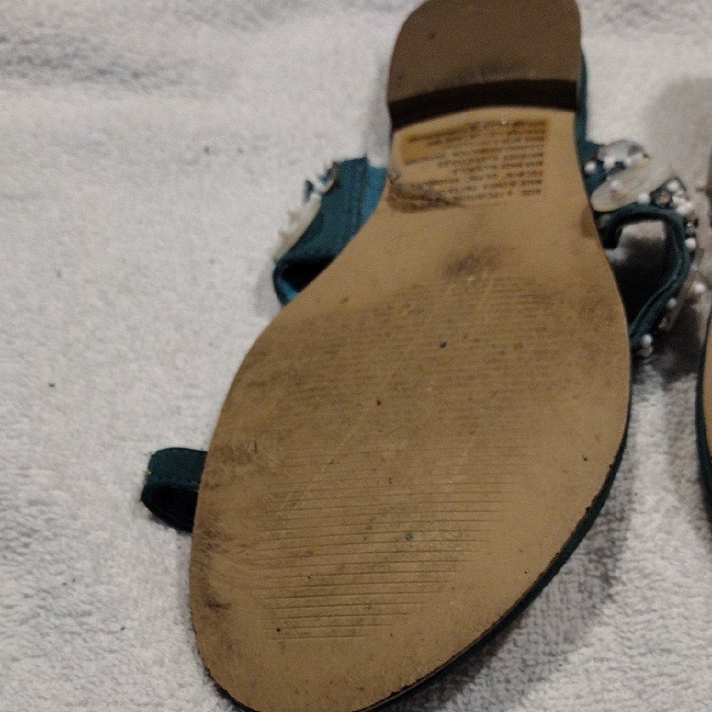 Embellished Teal Sandals - Picture 7 of 9